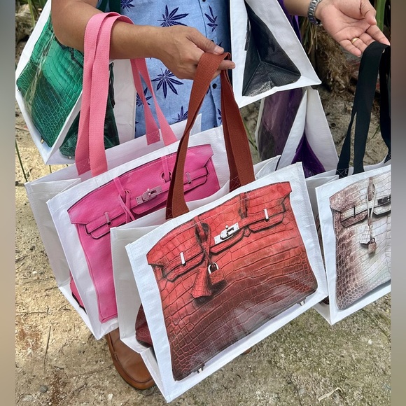 Croc "Print" Reusable Shopping Tote in Brown - Picture 12 of 13
